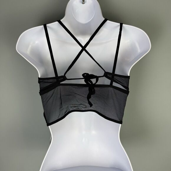 NWT Gilly Hicks Mesh Strappy Black Size Medium Bralette Removable Pads - Picture 5 of 12